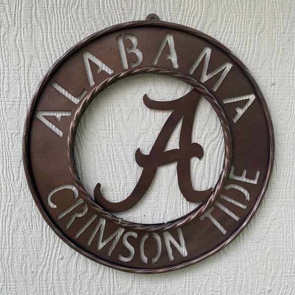 ALABAMA CRIMSON TIDE WIDE BAND RING CUSTOM METAL VINTAGE CRAFT TEAM SIGN HANDMADE