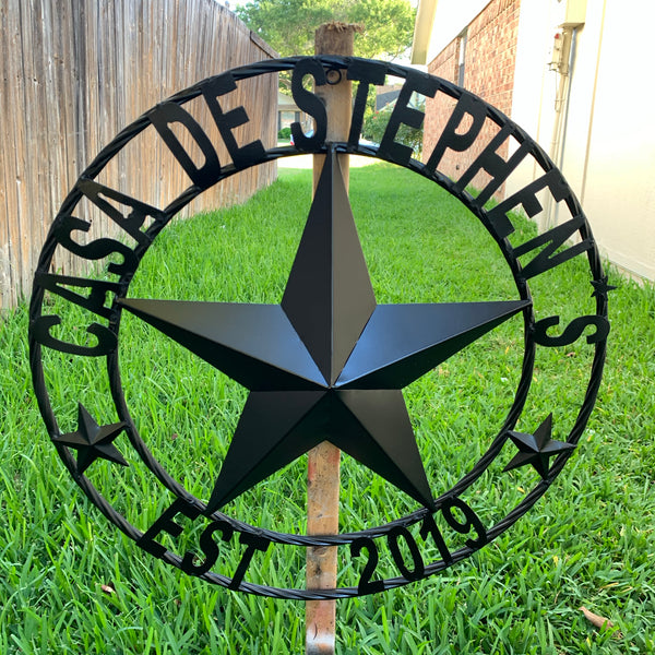KOLET FAMILY STYLE YOUR CUSTOM FAMILY NAME STAR METAL BARN STAR ROPE RING KOLET FAMILY WESTERN HOME DECOR VINTAGE RUSTIC BROWN NEW HANDMADE 24",32",34",36",40",42",44",46",50"