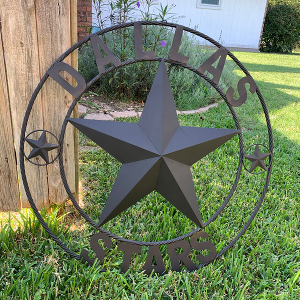 DALLAS STARS RUSTIC BLACK LONE STAR METAL HOCKEY TEAM WESTERN HOME DECOR CRAFT