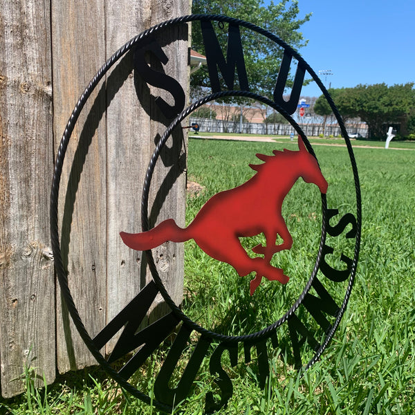 12",18",24",32",36" SMU MUSTANGS METAL CUSTOM VINTAGE CRAFT WALL ART TEAM SIGN HANDMADE