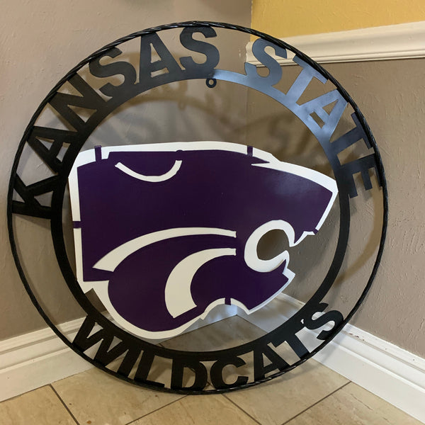 12", 18", 24", 32" KANSAS STATE WILDCATS  YMETAL CUSTOM VINTAGE CRAFT WALL ART TEAM SIGN HANDMADE