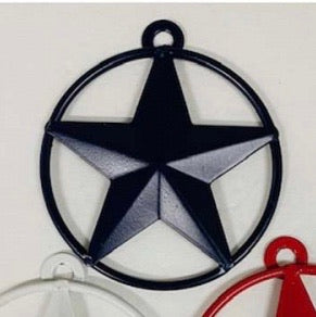 3" BARN STAR SOLID RING METAL ART RED WHITE BLUE-A10025