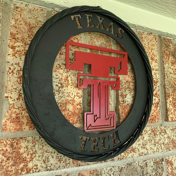 12", 18", 24", 32" TEXAS TECH WIDE BAND RING RED & BLACK CUSTOM METAL VINTAGE CRAFT TEAM SIGN