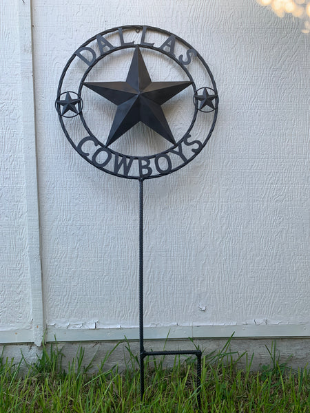 24" STAR & 34" STAKE DALLAS COWBOYS DECOR METAL ART WESTERN HOME WALL DECOR ALL RUSTIC BLACK STAR WITH 34" STAKE