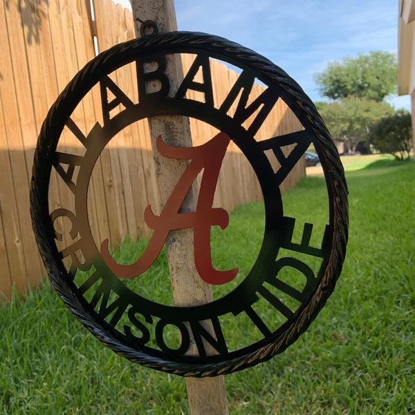 12" ALABAMA CRIMSON TIDE CUSTOM METAL VINTAGE CRAFT WALL ART TEAM SIGN