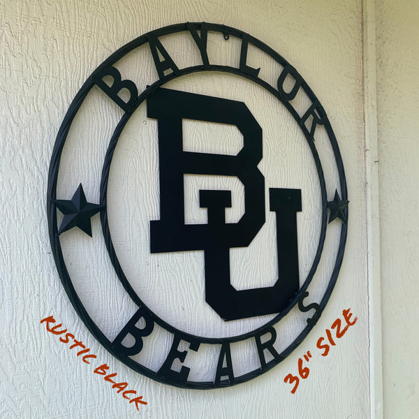 12", 18", 24", 32" BAYLOR BEARS CUSTOM BLACK METAL VINTAGE CRAFT SIGN WALL ART HANDMADE