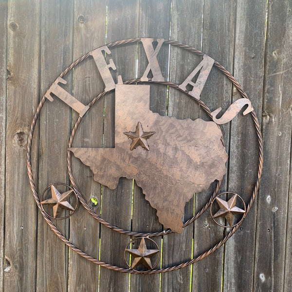 18",24",32",36" State of Texas Map Metal Wall Art Western Home Decor Vintage Rustic Bronze Copper New-#A18008