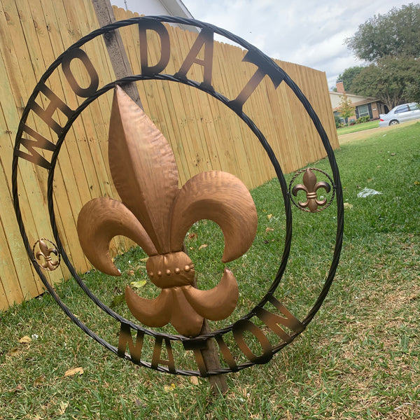 18", 24", 32" 36" WHO DAT NATION FLEUR DE LIS METAL WALL ART WESTERN HOME DECOR NEW