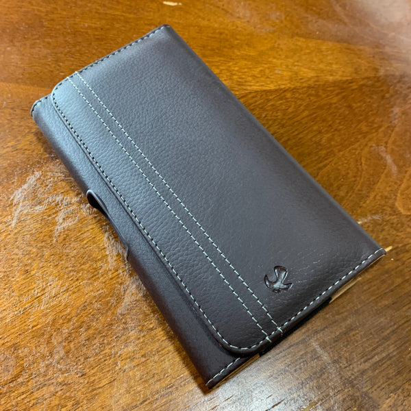 LU20 6.6" LUXMO COFFEE BROWN LEATHER EXTRA LARGE POUCH BELT LOOP HOLSTER CELL PHONE CASE UNIVERSAL OVERSIZE