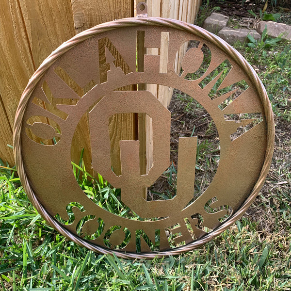 12",18",24",32" OU SOONERS HAMMERED COPPER CUSTOM METAL VINTAGE CRAFT TEAM SIGN HANDMADE CRAFT