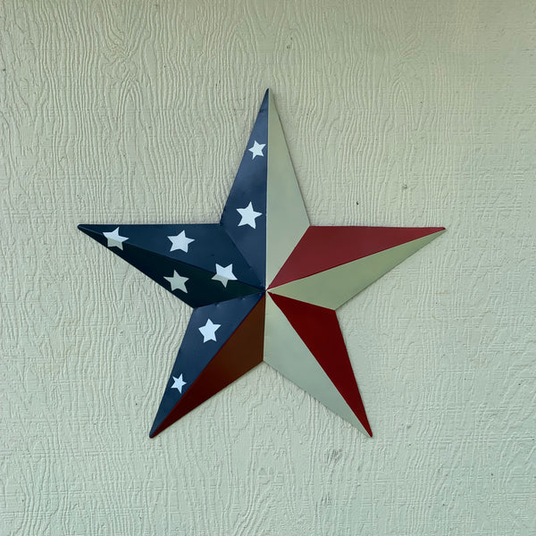 12",16",24",30",36" USA AMERICAN FLAG STAR STYLE #1 RED WHITE & BLUE METAL BARN STAR WALL ART HANDMADE STYLE# 1