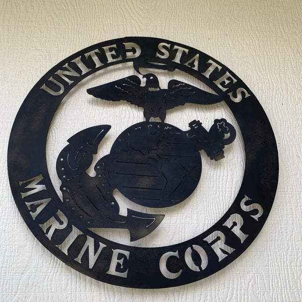 24" USA MARINE CORPS MILITARY LASERCUT BLACK CUSTOM VINTAGE METAL CRAFT WALL ART DECOR WESTERN HOME DECOR HANDMADE