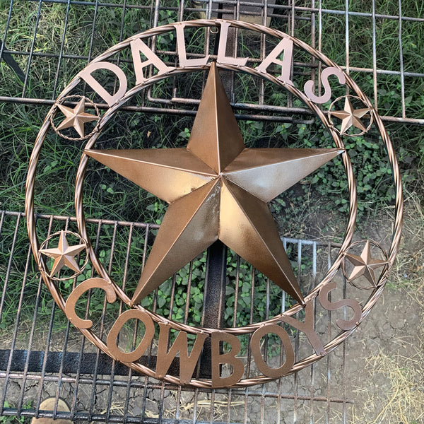 DALLAS COWBOYS BRONZE STAR METAL ART WESTERN HOME WALL DECOR, SIZE:24",32",36",40",42",44",46",50"