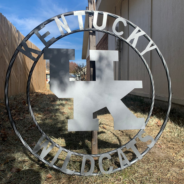 12", 18", 24", 32" KENTUCKY WILDCATS CUSTOM SILVER GREY METAL VINTAGE CRAFT SIGN HANDMADE