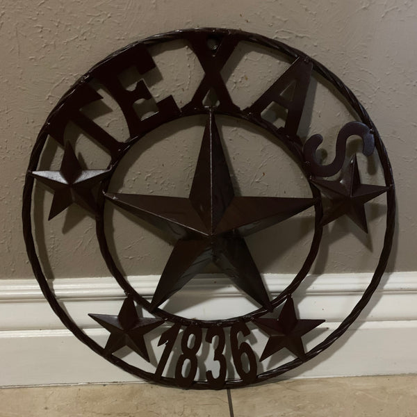 16",24",32",50" RUSTIC BROWN TEXAS 1836 BARN STAR METAL ART WESTERN HOME DECOR VINTAGE RUSTIC DARK BROWN NEW