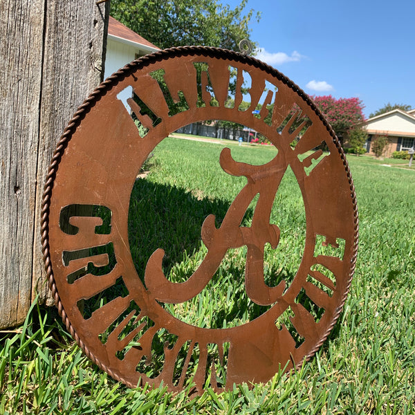 ALABAMA CRIMSON TIDE WIDE BAND RING CUSTOM METAL VINTAGE CRAFT TEAM SIGN HANDMADE