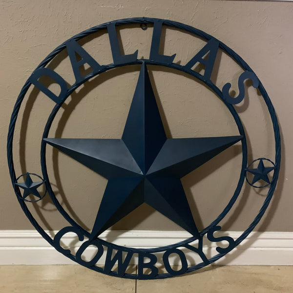 DALLAS COWBOYS NAVY BLUE BARN STAR METAL LONE STAR WESTERN HOME DECOR HANDMADE 24",32",36",40",42",44",46",50"