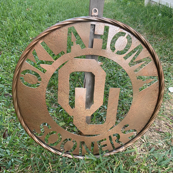 12",18",24",32" OU SOONERS HAMMERED COPPER CUSTOM METAL VINTAGE CRAFT TEAM SIGN HANDMADE CRAFT