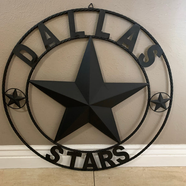 DALLAS STARS RUSTIC BLACK LONE STAR METAL HOCKEY TEAM WESTERN HOME DECOR CRAFT