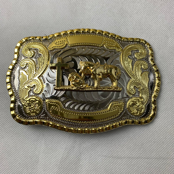 ITEM# WS  5" X 4" COWBOYS CHURCH BELT BUCKLE WESTERN FASHION ART Item#3291-15-S RED_WS BRAND NEW