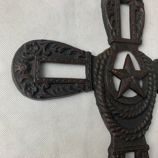 Si56409 STAR WESTERN CROSS CAST IRON HOME DECOR NEW