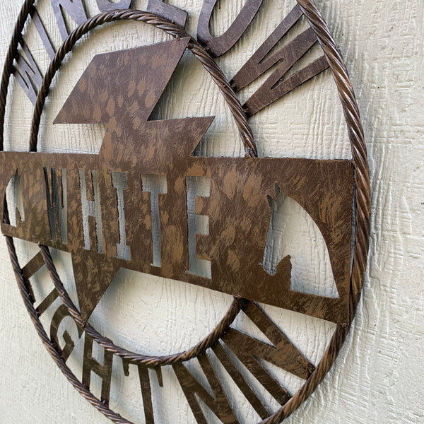 CUSTOM NAME LIGHTNIN HORSE SIGN RAW METAL BARN ROPE RING WESTERN HOME DECOR HANDMADE 24",32",36"