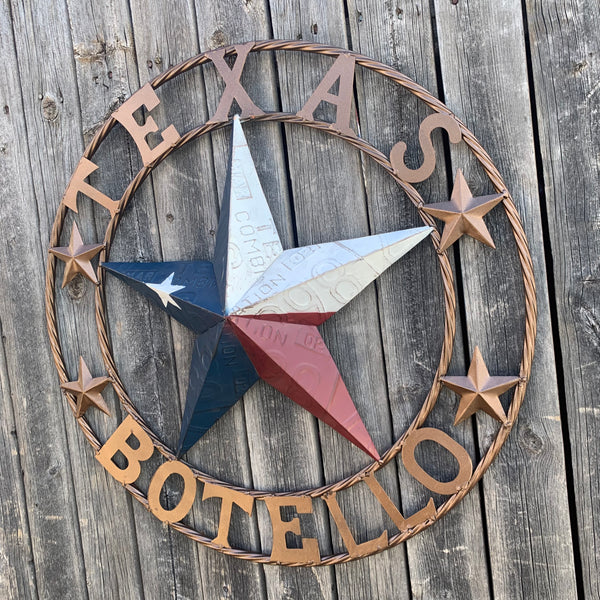 BOTELLO STYLE CUSTOM NAME STAR LICENSE PLATE STAR TWISTED RING WESTERN HOME DECOR HANDMADE