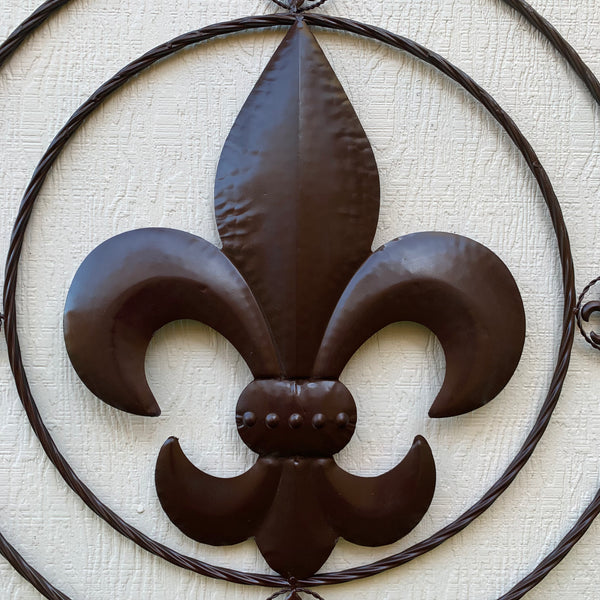 MULTI FLEUR DE LIS METAL WALL ART WESTERN HOME DECOR VINTAGE RUSTIC BROWN ART NEW