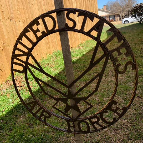 24" US AIR FORCE MILITARY METAL WALL ART WESTERN HOME DECOR AIRFORCE RUSTIC BRONZE