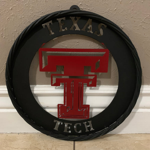 12", 18", 24", 32" TEXAS TECH WIDE BAND RING RED & BLACK CUSTOM METAL VINTAGE CRAFT TEAM SIGN