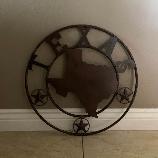 24" State of Texas Map Metal Wall Art Western Home Decor Vintage Rustic Bronze Copper New