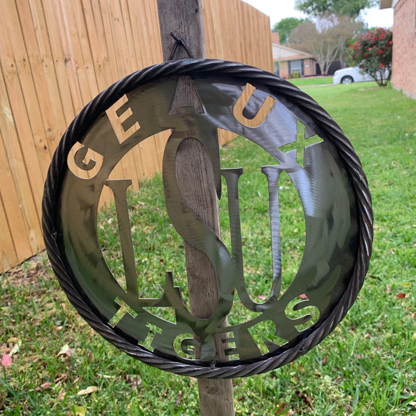 12",18",24",32" LSU GEAUX TIGERS CUSTOM METAL VINTAGE CRAFT TEAM SIGN WESTERN HOME DECOR HANDMADE