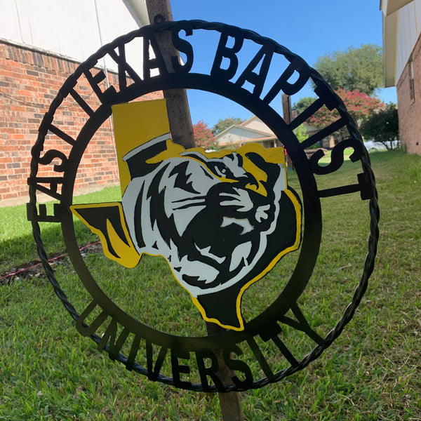 EAST TEXAS BAPTIST UNIVERSITY METAL CUSTOM VINTAGE CRAFT SIGN WALL ART TEAM HANDMADE
