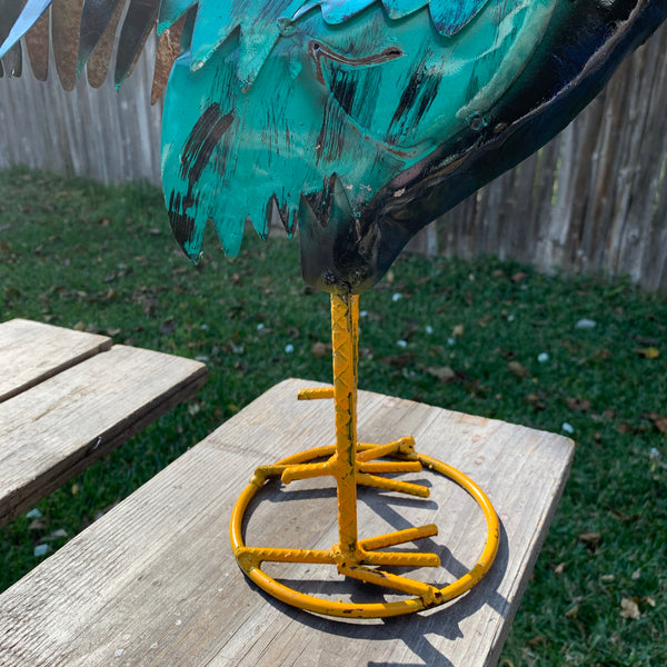 #34-041 RUSTIC TURQUOISE ROOSTER 20",30",40" CHICKEN GARDEN ANIMAL SCULPTURE METAL DECOR ORNAMENT HANDMADE