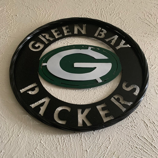 GREEN BAY WIDE BAND DISC METAL CUSTOM VINTAGE CRAFT TEAM SPORTS SIGN HANDMADE