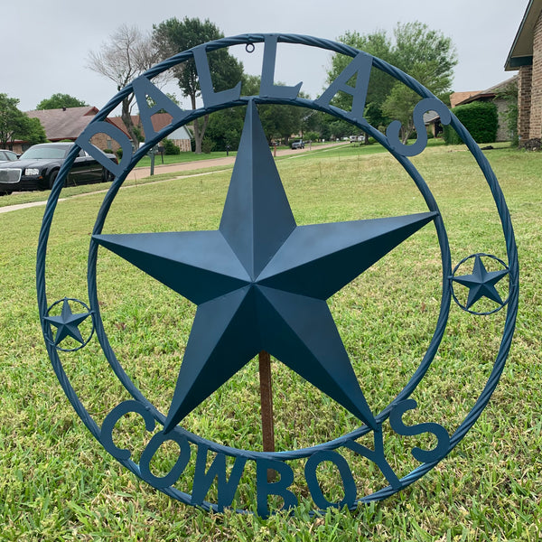 DALLAS COWBOYS NAVY BLUE BARN STAR METAL LONE STAR WESTERN HOME DECOR HANDMADE 24",32",36",40",42",44",46",50"