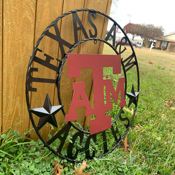 12", 18", 24", 32" TEXAS A&M AGGIES STARS METAL CUSTOM VINTAGE CRAFT WALL ART TEAM SIGN HANDMADE