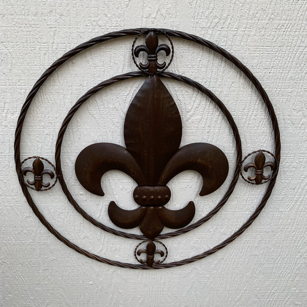 MULTI FLEUR DE LIS METAL WALL ART WESTERN HOME DECOR VINTAGE RUSTIC BROWN ART NEW