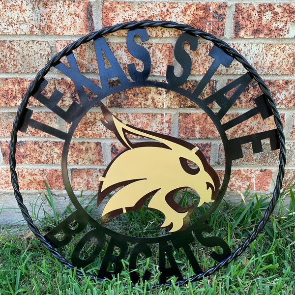 12",18",24",32",36" TEXAS STATE BOBCATS CUSTOM METAL VINTAGE CRAFT SIGN TEAM WESTERN HOME DECOR HANDMADE