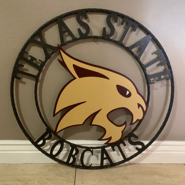12",18",24",32",36" TEXAS STATE BOBCATS CUSTOM METAL VINTAGE CRAFT TEAM SIGN WESTERN HOME DECOR HANDMADE