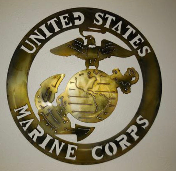 24" USA MARINE CORPS MILITARY LASERCUT BLACK CUSTOM VINTAGE METAL CRAFT WALL ART DECOR WESTERN HOME DECOR HANDMADE