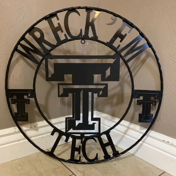 12", 18", 24", 32" WRECKEM TEXAS TECH METAL CUSTOM VINTAGE CRAFT TEAM SIGN HANDMADE