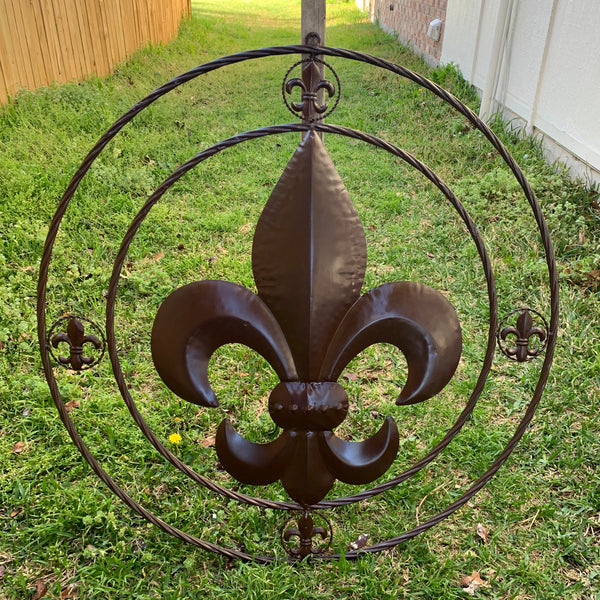 MULTI FLEUR DE LIS METAL WALL ART WESTERN HOME DECOR VINTAGE RUSTIC BROWN ART NEW