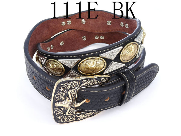 WS _111E BK ROOSTER BELT GENUINE LEATHER WESTERN BELTS FASHION NEW STYLE
