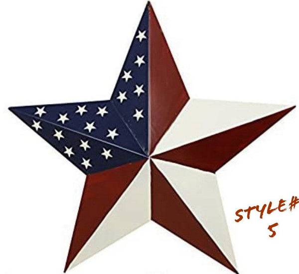 24" USA FLAG STAR RED WHITE & BLUE AMERICANA METAL BARN STAR METAL WALL ART HANDMADE TO ORDER