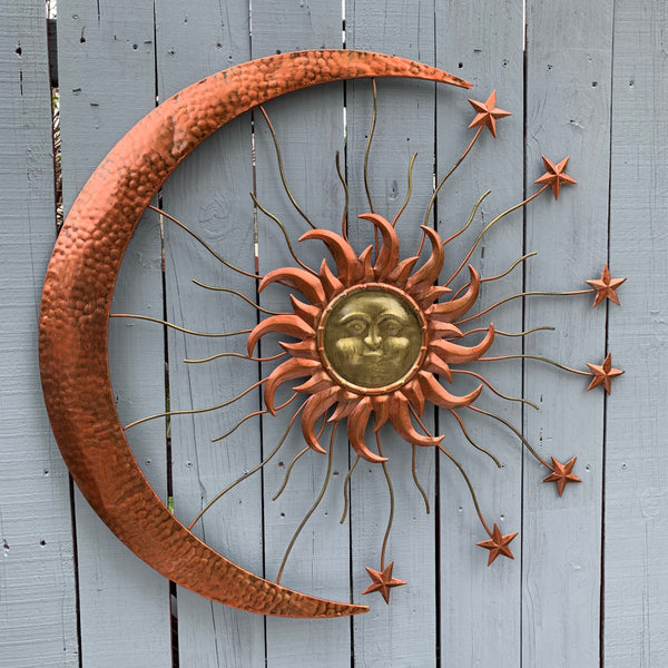 36" SUN MOON STARS METAL WALL WESTERN HOME DECOR NEW