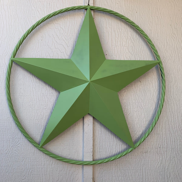 APPLE GREEN BARN STAR METAL LONESTAR TWISTED ROPE RING WESTERN HOME DECOR HANDMADE #EH10836