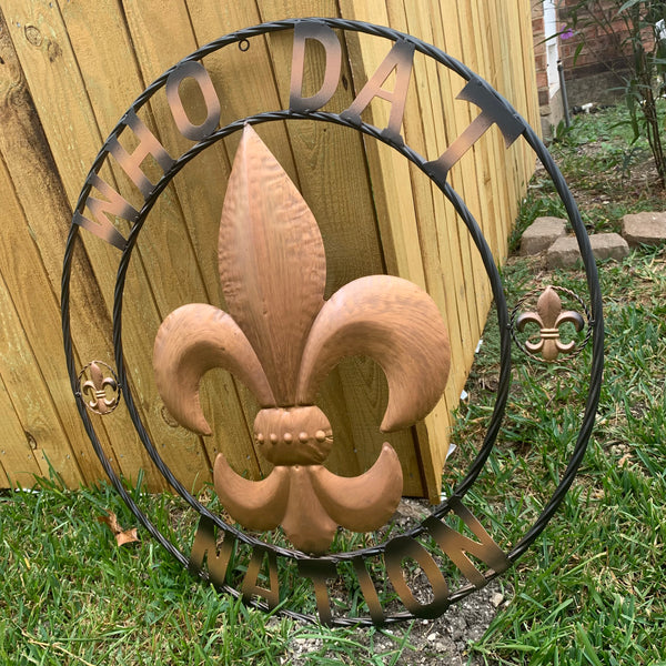 18", 24", 32" 36" WHO DAT NATION FLEUR DE LIS METAL WALL ART WESTERN HOME DECOR NEW