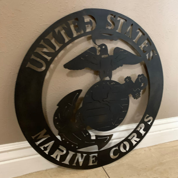 24" USA MARINE CORPS MILITARY LASERCUT BLACK CUSTOM VINTAGE METAL CRAFT WALL ART DECOR WESTERN HOME DECOR HANDMADE
