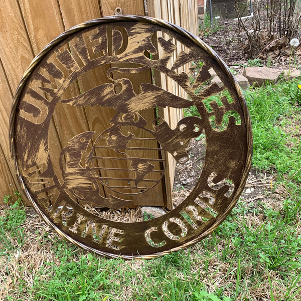 #EH10085 18",24",32" US MARINE CORPS MILITARY LASERCUT METAL PATRIOTIC WALL ART WESTERN HOME DECOR HANDMADE RUSTIC BRONZE COPPER